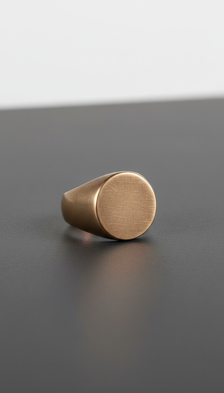 Brushed Bronze Signet Ring