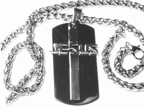 Jesus Cross Dog Tag necklace